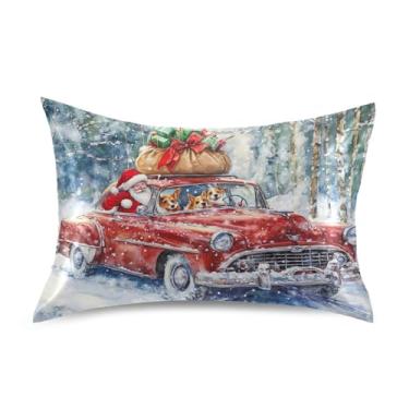 Imagem de Blueangle Fronha de cetim de carro vermelho vintage para cabelo e pele fronha de seda, tamanho padrão (50,8 x 66 cm) - fronhas de cetim com fecho de envelope (954)