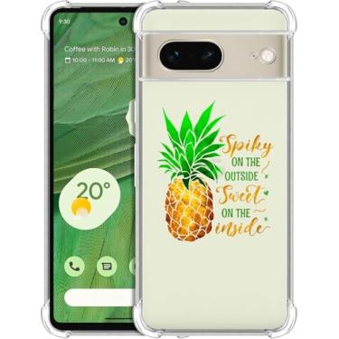 Imagem de GlamCase Capa para Google Pixel 7, capa transparente para Pixel 7 5G - capa traseira de designer com estampa de abacaxi doce, ajuste fino, flexível, transparente, à prova de choque, para Google Pixel