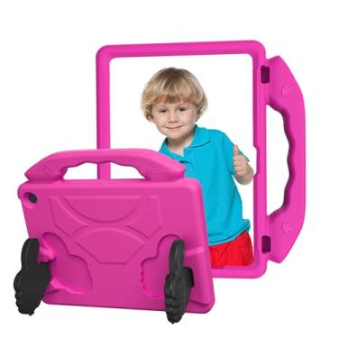 Imagem de Yunir Capa para Tablet Fire HD 10 para Crianças (versão 2023/2021), Capa Leve à Prova de Choque, Protetor de Tela Integrado Com Suporte de Alça, Recortes Precisos Laváveis ​​para Fire (Rosa Vermelha)