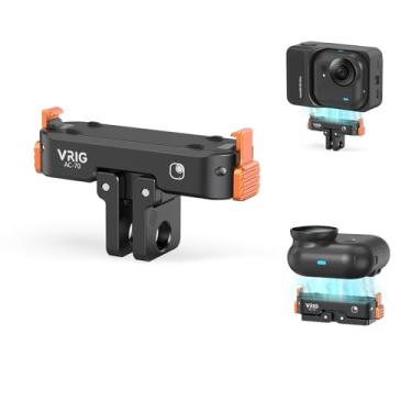 Imagem de VRIG Suporte adaptador magnético de liberação rápida compatível com Insta360 GO Ultra, adaptador de montagem de câmera de liga de alumínio com orifício de parafuso de 0,6 mm/porta de conector dobrável