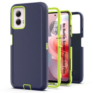Imagem de AWZHYDT Capa para Moto G Power 5G 2024, capa protetora resistente com [3 camadas] capa de proteção à prova de choque de borracha resistente para Moto G Power 2024 (azul escuro/verde)