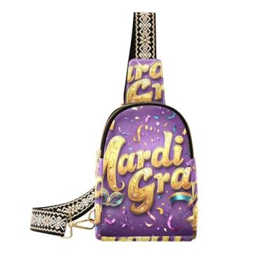 Imagem de CEBUGI Bolsa tiracolo feminina com fundo de carnaval pequena, bolsa tiracolo de couro, bolsa de peito para caminhadas, viagens ao ar livre