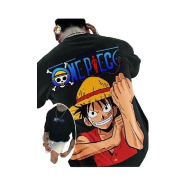 Imagem de Camiseta Gráfica Oversized Masculina Luffy Zoro Verão Y2k Algodão Casu