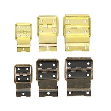 Imagem de 4 peças dobradiça de porta antiga dobradiça de armário dobradiça decorativa de latão para caixa de madeira caixas de joias acessórios DIY (ouro G)