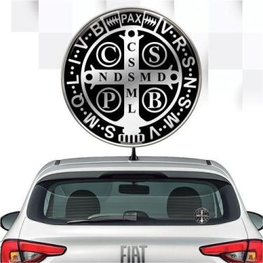 Imagem de Adesivo medalha São Bento Resinado 9x9cm 3 Unidades- cromado - Cobra M