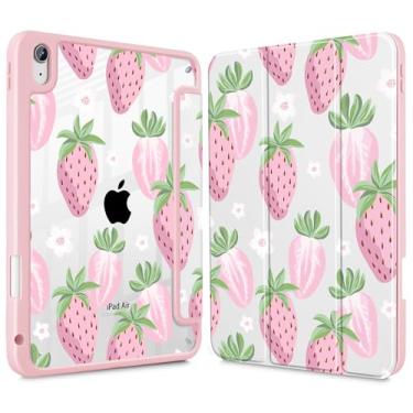 Imagem de May Chen Capa para iPad Air 11 (M3 2025 / M2 2024) 7º 6º, iPad Air 4 e 5 de 10,9 polegadas, 5º 4º (2022/2020), [Suporte Penceil] Suporte triplo para despertar/hibernar, capa traseira transparente de