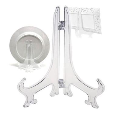 Imagem de Kit 10 Suportes Para Pratos E Azulejos Quadros Acrílico Transparente -