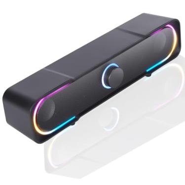 Imagem de Caixa de Som Soundbar Gamer com LED RGB, Caixa de Som USB Estéreo para PC 6W RMS, Notebook e TV, Áudio Potente, Design Moderno
