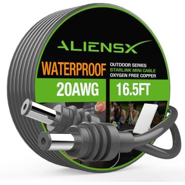 Imagem de ALIENSX Cabo de alimentação CC para Starlink Mini, cabo de substituição confiável para Starlink Mini extensão de cabo acessórios externos à prova d'água, cinza (5 m)