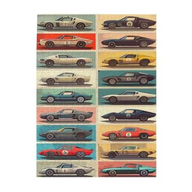 Imagem de MA6GE8DE Quebra-cabeça de carro esportivo vintage de 500 peças para adultos, arte exclusiva para adultos, quebra-cabeças de madeira de carro esportivo clássico, 500 peças, hobbies de atividades