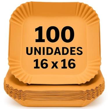 Imagem de Kit 100 Formas Quadrada De Airfryer Descartável Antiaderente De Papel Cozinha 16x16x4,5cm