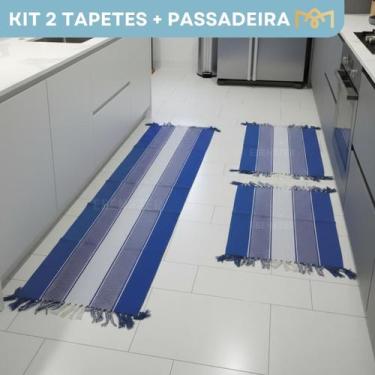 Imagem de Conjunto Passadeira Para Cozinha 3 Peças Em Algodão Confortável Estilo