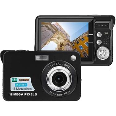 Imagem de Câmera digital Megapixel de 18 MP com tela LCD de 2,7 polegadas, bateria recarregável, foto e vídeo HD para fotografia interna e externa para adultos, crianças (apenas câmera, preta)