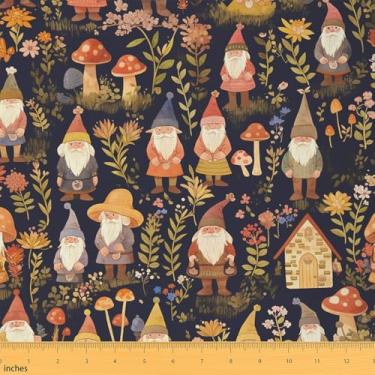 Imagem de Tecido Jungle Gnomo Outdoor por jarda, cogumelo selvagem, natureza, plantas botânicas, tecido para costura, flores de cabine rústica, tecido decorativo para estofados e projetos DIY, 3 metros 274 cm C