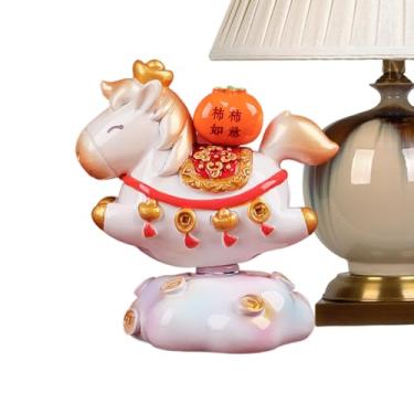 Imagem de Escultura de cavalo, estatuetas chinesas | Estátuas de mesa de pônei com moeda - para mesa de escritório, janela, quarto, cozinha, banheiro, prateleira, entrada, lojas, férias, ano novo, aniversário