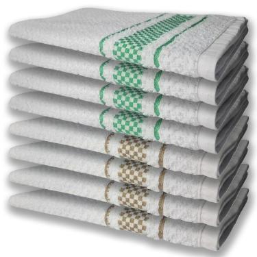 Imagem de 8 Panos De Prato Atoalhado Felpudo Premium 4 Verde 4 Marrom