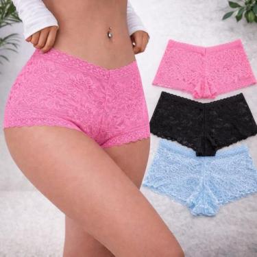 Imagem de Calcinha de Renda Feminina Sensual kit com 10 Caleçon fio dental Short