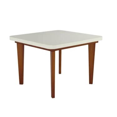 Imagem de Mesa De Jantar Quadrada Com Tampo De Vidro Agape Naturale E Off White 100cm