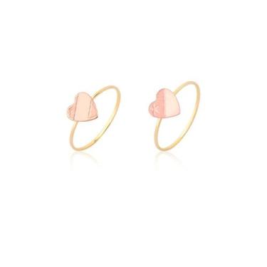 Imagem de Kit Anéis Conjunto Pingente Coração Rosé Ouro 18k - MAEHLER, Dourado, 