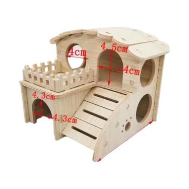 Imagem de Grande Ninho De Madeira Maciça Para Hamster, Esquilo, Ouriço, Urso Dou