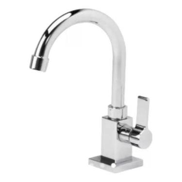 Imagem de Torneira Lavatório Quadrada Bica Móvel 1/4 Volta Luxo - Prateado - Met