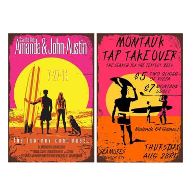 Imagem de Placa de decoração de parede Vintage Beach Surfing Iron Painting 20x30cm