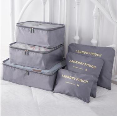 Imagem de Organizador de Mala Viagem Necessaire Kit 6 Peças Cinza CBRN20645 - Co