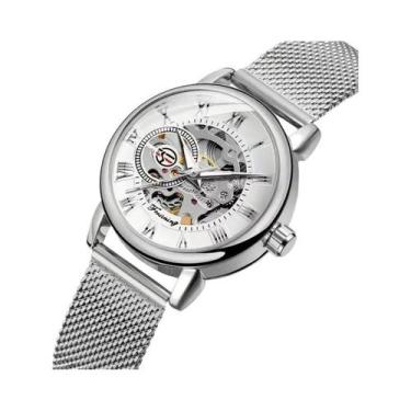 Imagem de Relógio Mecânico Feminino Com Cinto De Malha De Aço Inoxidável, Mostra