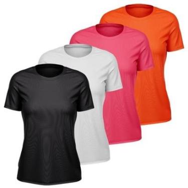 Imagem de Kit 4 Camisetas Feminina Dry Manga Curta Proteção UV Slim Fit Básica Academia Treino Fitness-Feminino