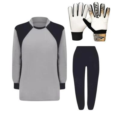 Imagem de Kit de Goleiro Infantil Camisa + Calça Acolchoada + Luva Penalty Delta