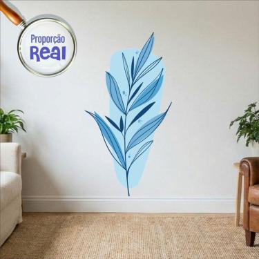 Imagem de Adesivo Floral Boho Azul Estilo Nórdico 63x120 Minimalista Mod.03