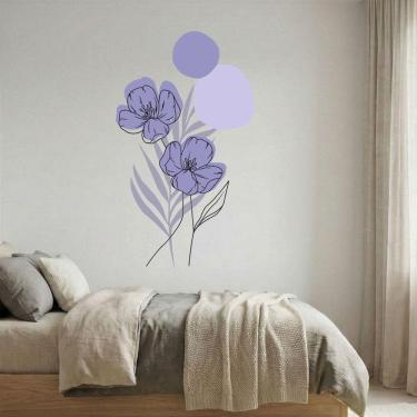 Imagem de Adesivo Floral Boho Roxo Estilo Nórdico 88x150 Minimalista Abstrato