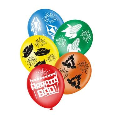 Imagem de Bexigas Balões Tema Nº 8 Festa Junina Arraiá Bão C/ 20 Unid. - piffer