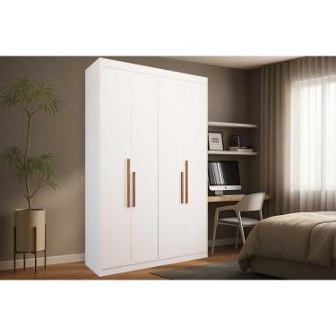 Imagem de Guarda Roupa Solteiro PH 1805 4 Portas de Bater 2 Gavetas MDF Branco Herval