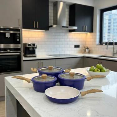 Imagem de Jogo de Panelas 4 Peças 1 Caçarola 2 Panelas 1 Frigideira - Casa das U