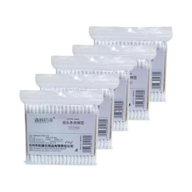 Imagem de Cotonetes De Precisão Com Ponta Dupla De Bambu Para Maquiagem, Cuidado