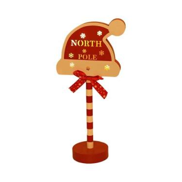 Imagem de Luminária De Mesa LED Santa Stop Here Para Decoração De Janela E Árvor