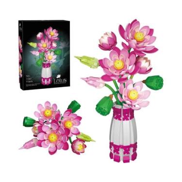 Imagem de Blocos De Montar Vaso De Flor De Lótus 710 Peças, Modelo Criativo De B