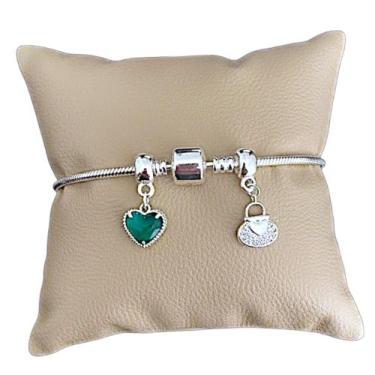 Imagem de kit Pulseira Prata 925 Revestida Berloques Coração Bolsinha - mymo, 17
