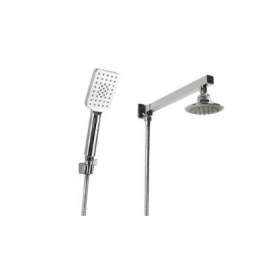 Imagem de Ducha Chuveiro ABS 10 cm com Desviador Quadrado e Chuveirinho de Mão e
