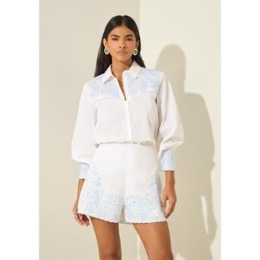 Imagem de Shorts De Cintura Alta Bordado Em Tricoline-Feminino