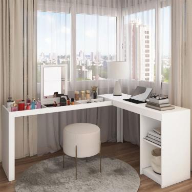 Imagem de Penteadeira Escrivaninha Charlotte com Espelho Branco - Panorama Móveis