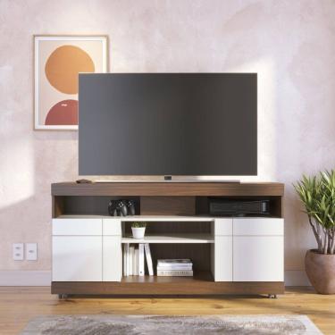 Imagem de Rack Bancada Yara para Sala de TV até 47 Polegadas Nogueira Real Off White Colibri