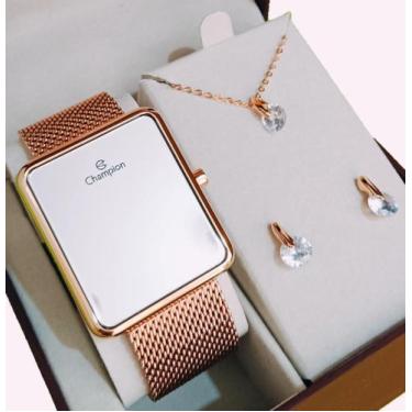 Imagem de Relógio Champion Feminino Original Novo Rosé Espelhado Led Branco