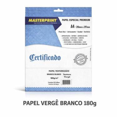 Imagem de Papel Linho Texturizado A4 180g Fosco 50 Folhas Masterprint Branco