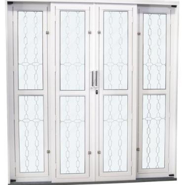 Imagem de Porta de Correr de Aço 215x200cm Pantografica Grade Elo Ideal Crv Esqu