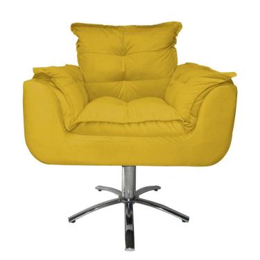 Imagem de Jogo 2 Poltronas Estofada Consultório Base Giratória de Metal Opala Suede Mostarda - LM DECOR