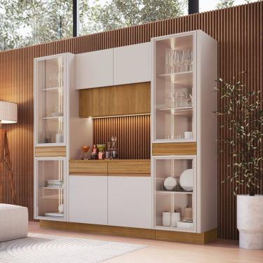 Imagem de Buffet com Cristaleira 4 Peças com Led e Espelho Organic Sand/Marrom