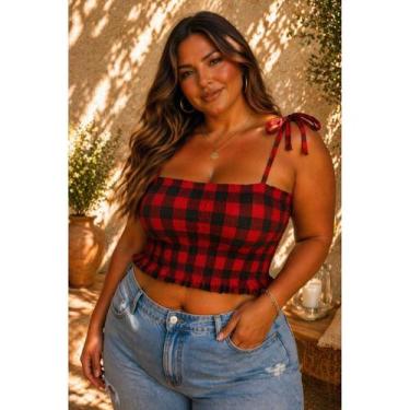 Imagem de Cropped Blusa Plus Size Lastex Feminina Alcinha Regulável Confortável 