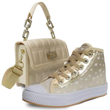 Imagem de Kit Bolsa E Tenis Cano Alto Botinha Infantil Menina K21-Feminino